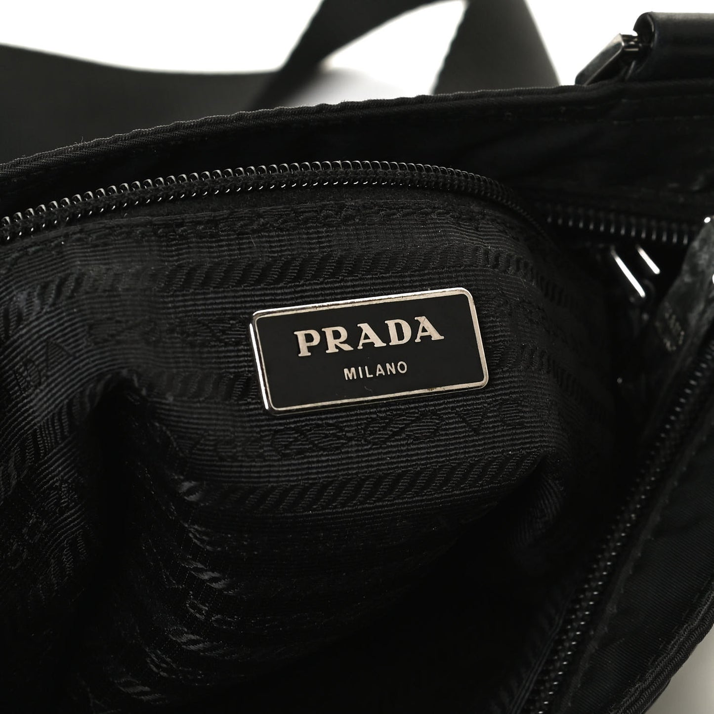 Tessuto Nylon Saffiano Flat Messenger Bag Black