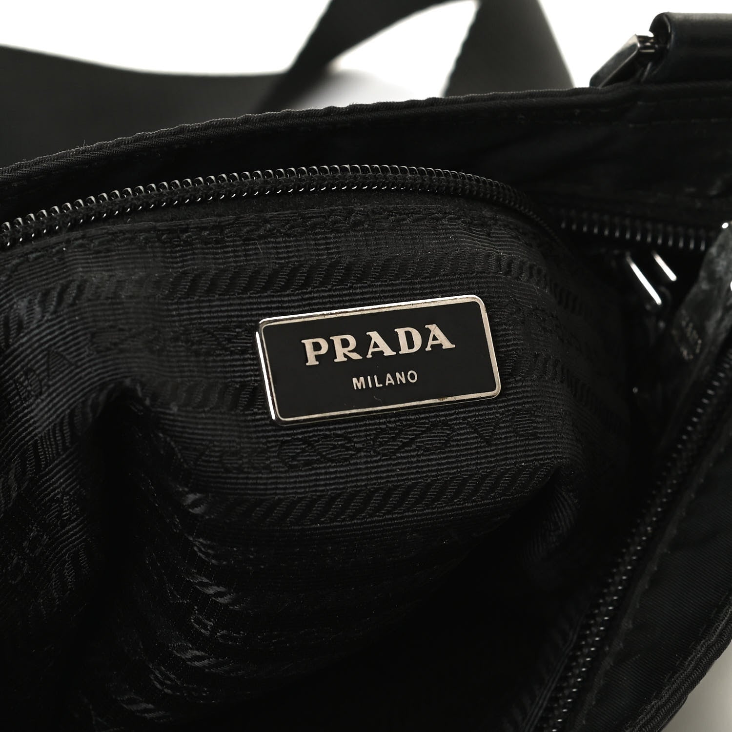 Prada Tessuto Nylon Saffiano Flat Messenger Bag Black 6 of 12