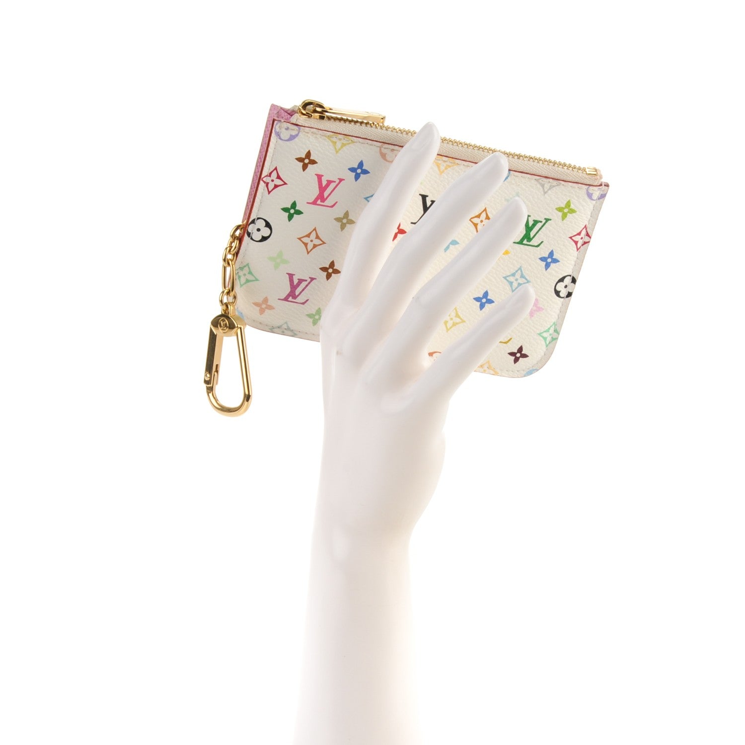 Louis Vuitton Monogram Multicolor Key Pouch White Litchi 2 of 6