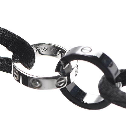 Cartier 18K White Gold Ceramic 4 Diamond LOVE Cord Bracelet Black 5 of 8