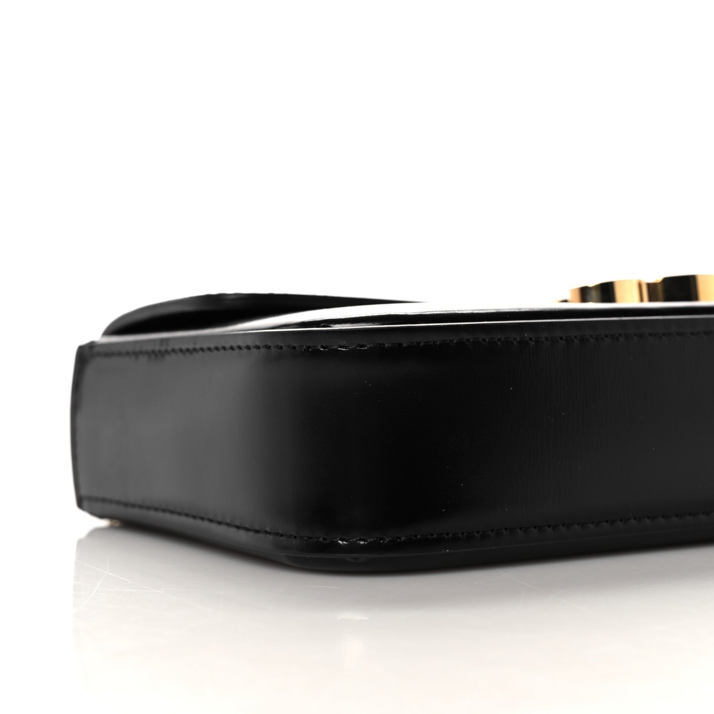 Shiny Calfskin Triomphe Chain Shoulder Bag Black