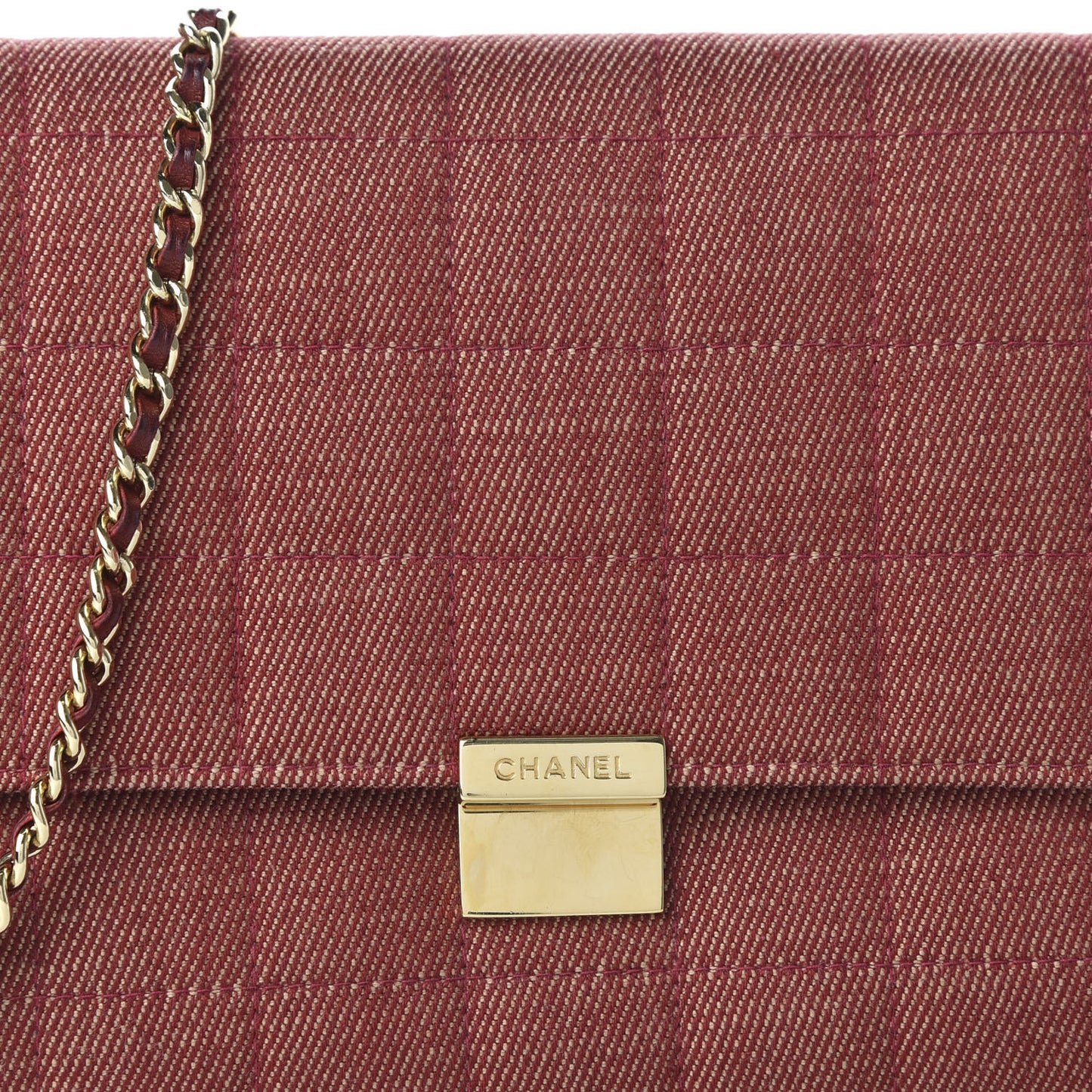 Denim Chocolate Bar Flap Red