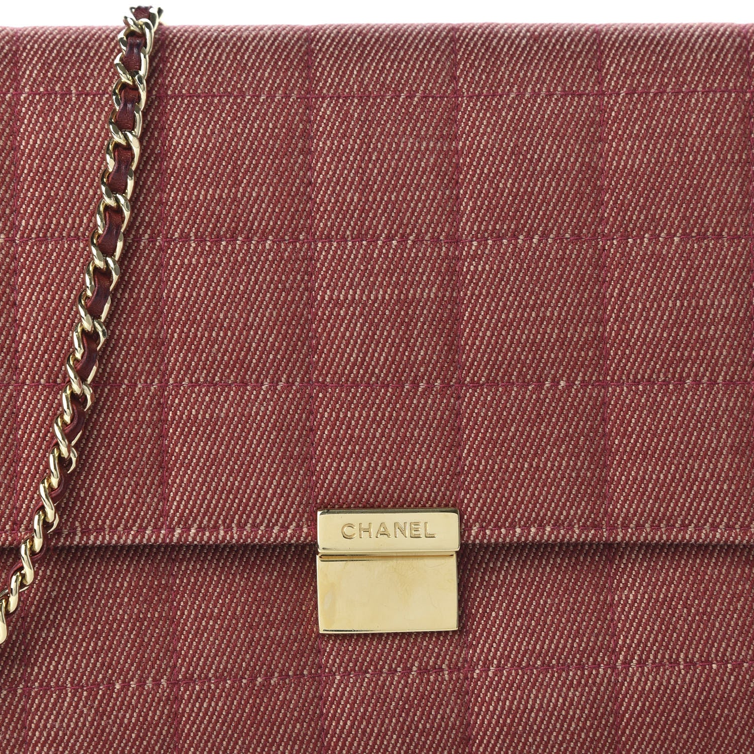 Chanel Denim Chocolate Bar Flap Red 10 of 10