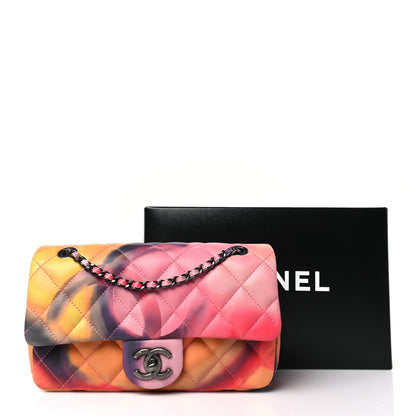 Chanel Printed Lambskin Quilted Small Flower Power Flap Ecru Orange Red Purple 10 of 10