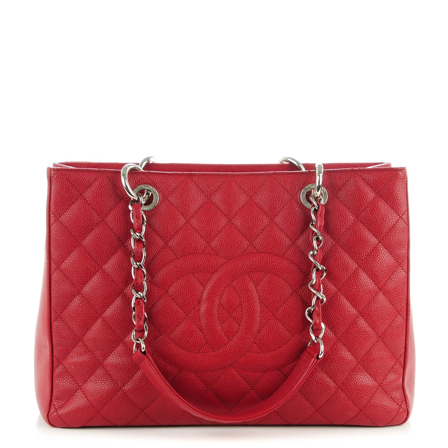 Chanel Caviar Quilted Grand Shopping Tote GST Red 1 of 7