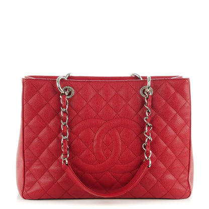 Chanel Caviar Quilted Grand Shopping Tote GST Red 1 of 7