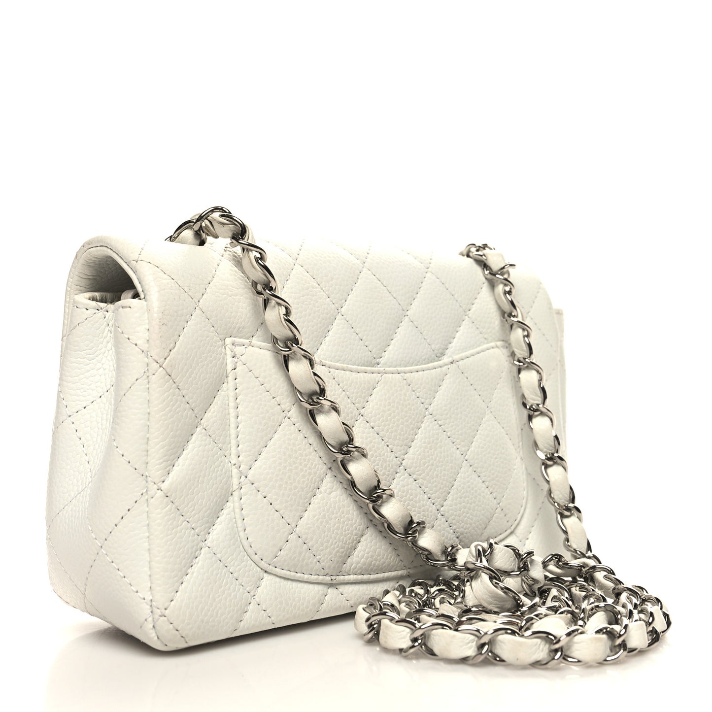 Caviar Quilted Mini Rectangular Flap White