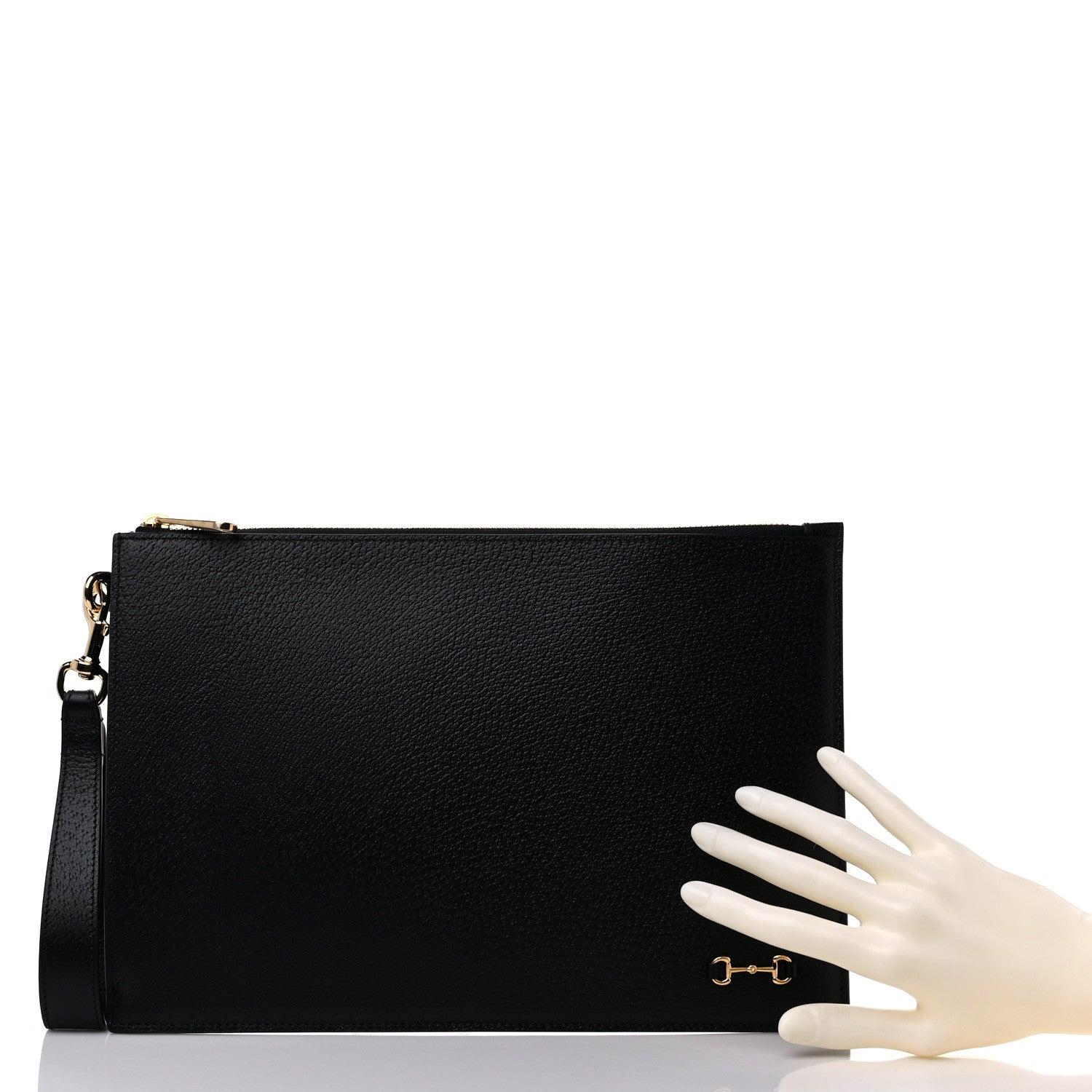 Gucci Calfskin Horsebit 1955 Wristlet Pouch Black 2 of 9