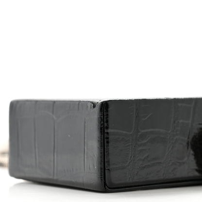 Saint Laurent Calfskin Crocodile Embossed Smoking Box Crossbody Black 10 of 10
