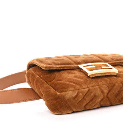 Fendi Velvet FF Embossed Hip Belt Baguette Bag Caramel 9 of 11