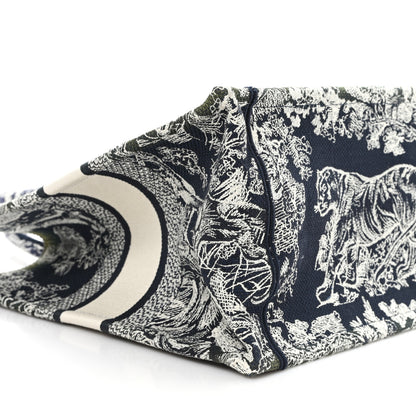 Christian Dior Canvas Embroidered Medium Toile De Jouy Reverse Book Tote Blue Green 9 of 11