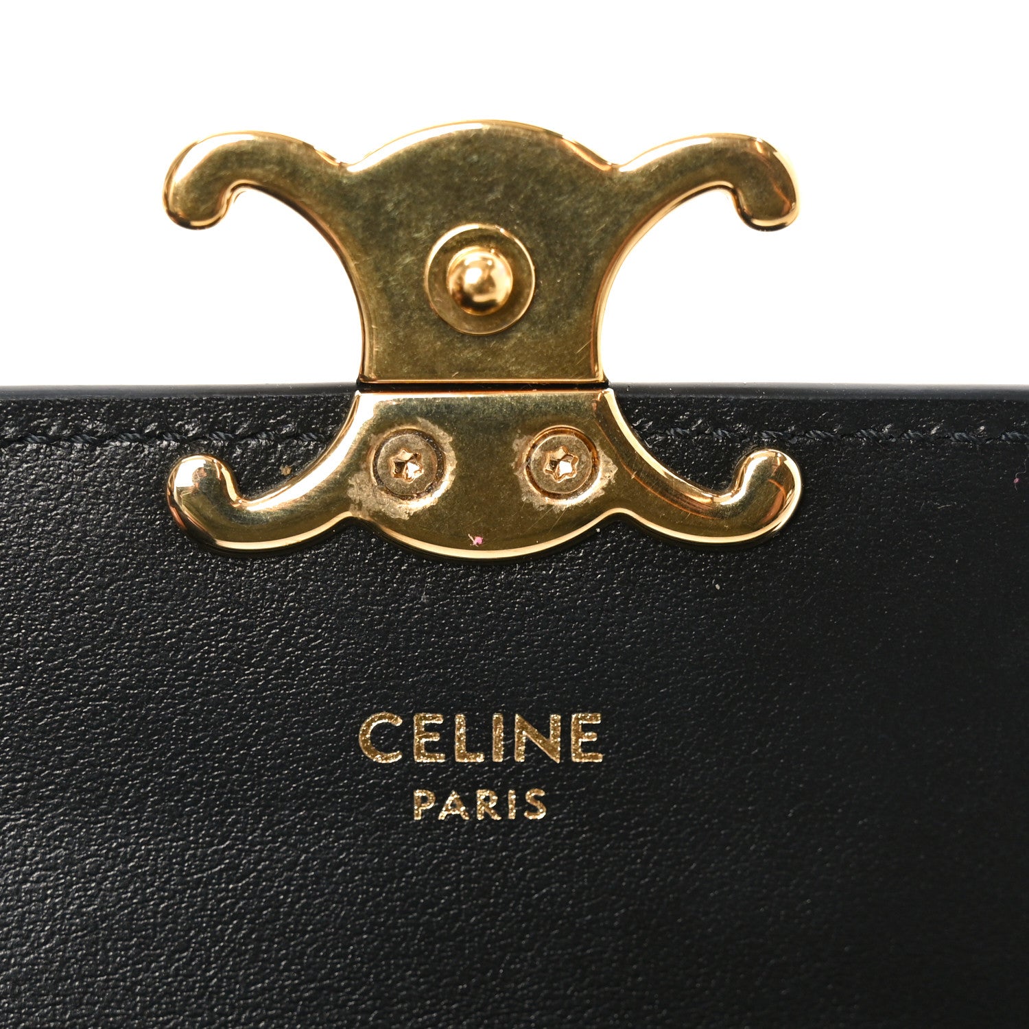 Celine Shiny Calfskin Triomphe Flap Card Holder Black 6 of 7