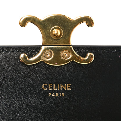 Celine Shiny Calfskin Triomphe Flap Card Holder Black 6 of 7