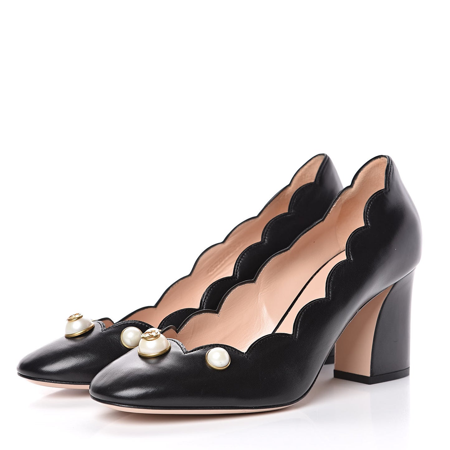 Malaga Kid Pearl Embellished Willow Loafer Pumps 39 Black