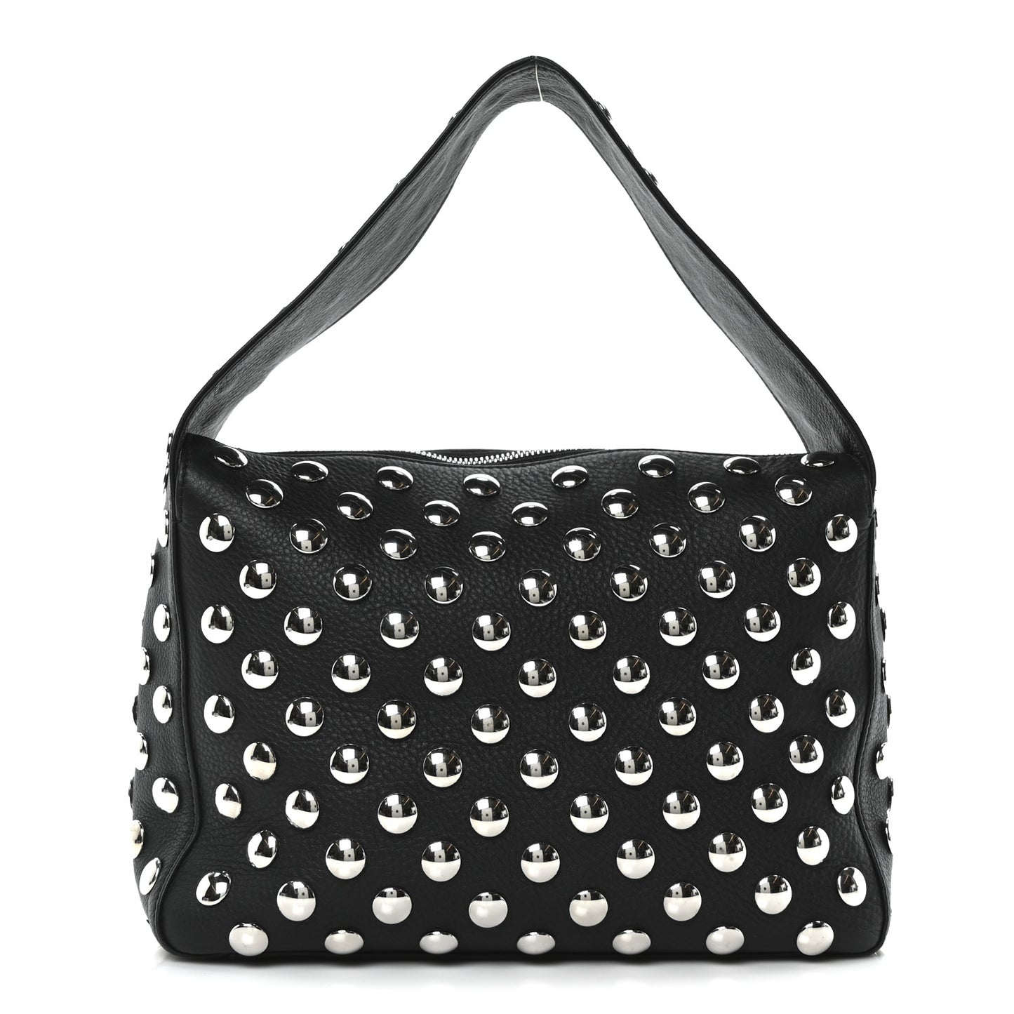 Pebbled Sport Calfskin Studded Elena Black
