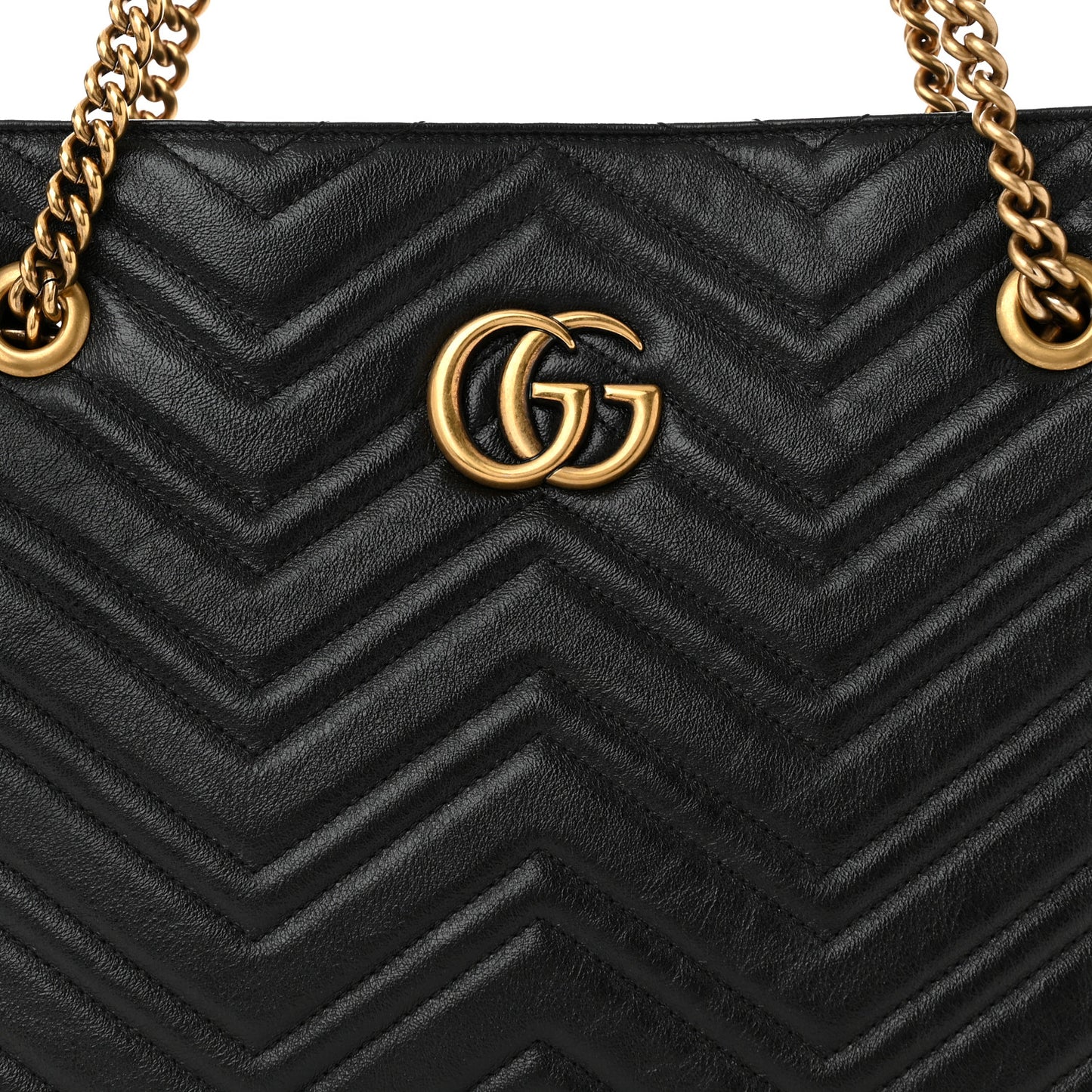 Vintage Calfskin Matelasse Medium GG Marmont Slim Tote Black