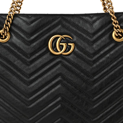 Gucci Vintage Calfskin Matelasse Medium GG Marmont Slim Tote Black 8 of 10