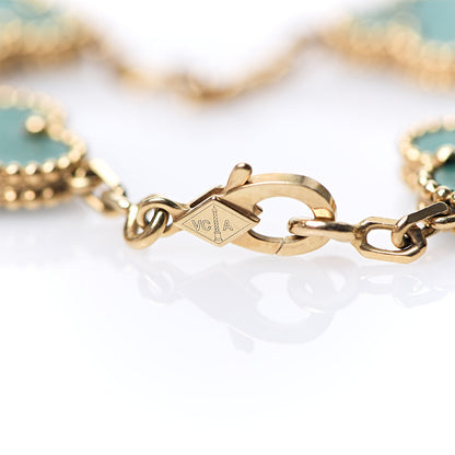 Van Cleef & Arpels 18K Yellow Gold Malachite 5 Motifs Vintage Alhambra Bracelet 5 of 6