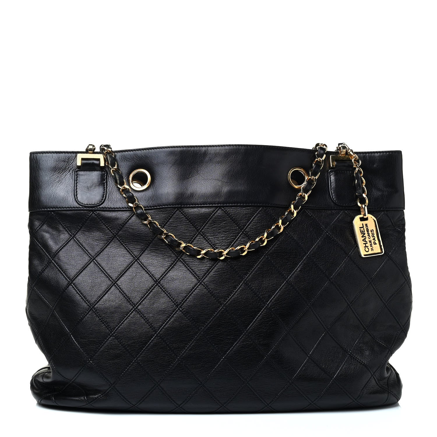 Chanel Lambskin Stitched Shopper Tote Black 1 of 21