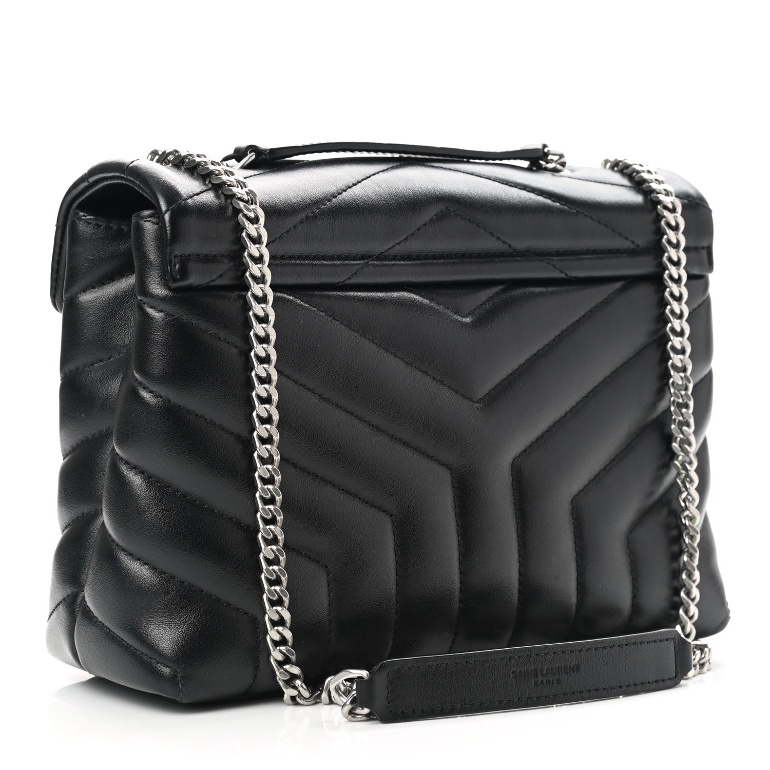 Saint Laurent Calfskin Y Quilted Monogram Small Loulou Chain Satchel Black 3 of 10