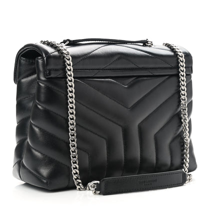 Saint Laurent Calfskin Y Quilted Monogram Small Loulou Chain Satchel Black 3 of 10