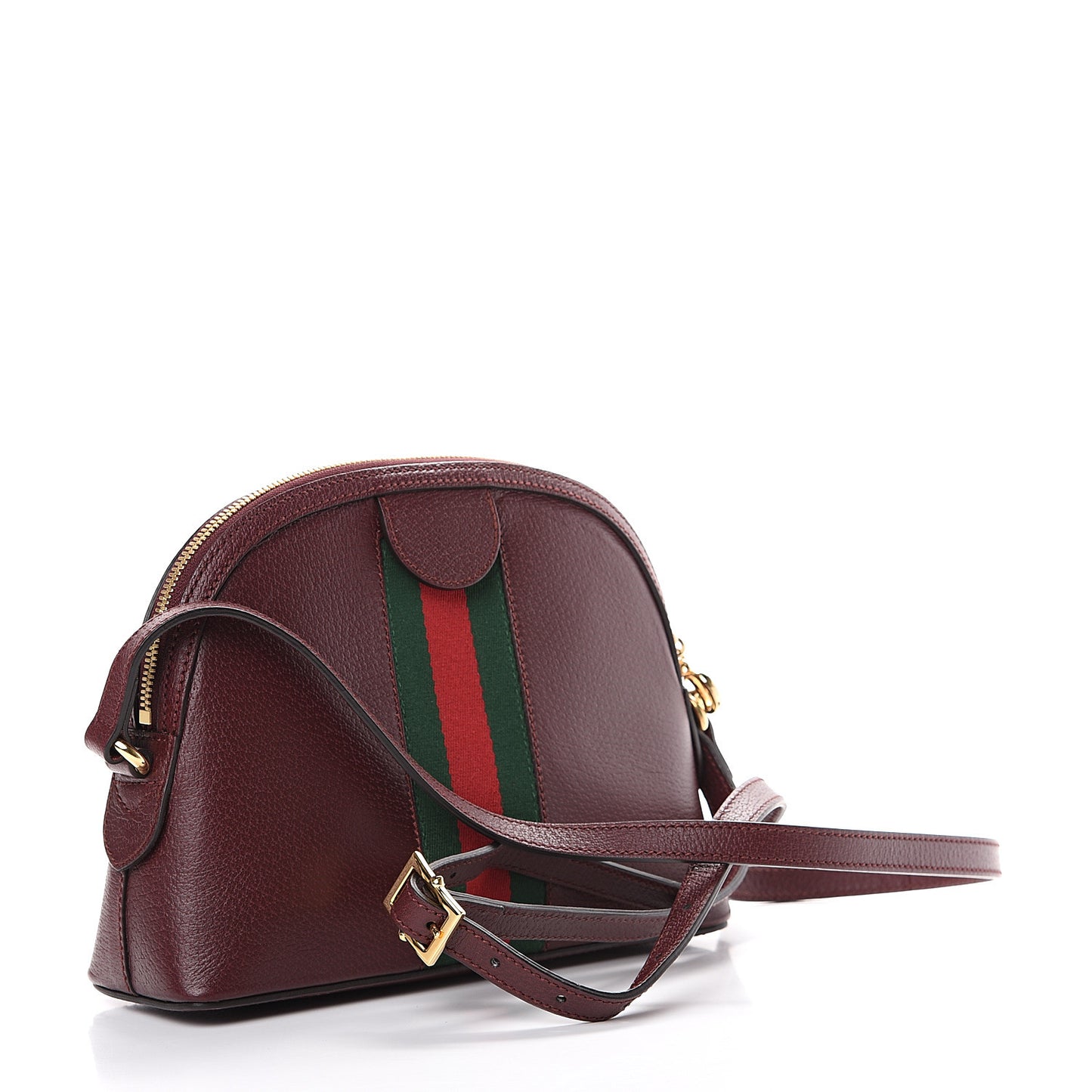 Textured Calfskin Web Small Ophidia Dome Shoulder Bag Vintage Bordeaux