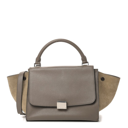 Celine Drummed Calfskin Suede Small Trapeze Souris 1 of 12