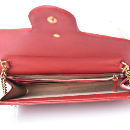 Gucci Calfskin Matelasse Mini GG Marmont Chain Wallet Hibiscus Red 5 of 16