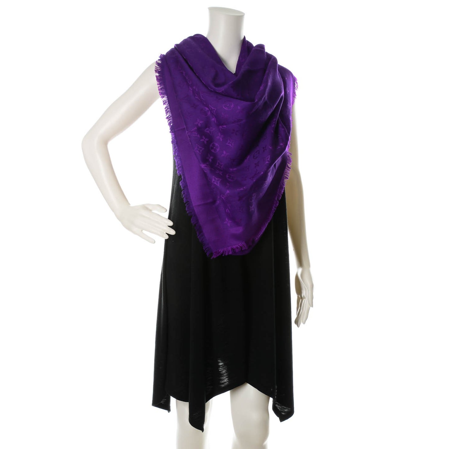 Silk Wool Monogram Voile Shawl Cassis