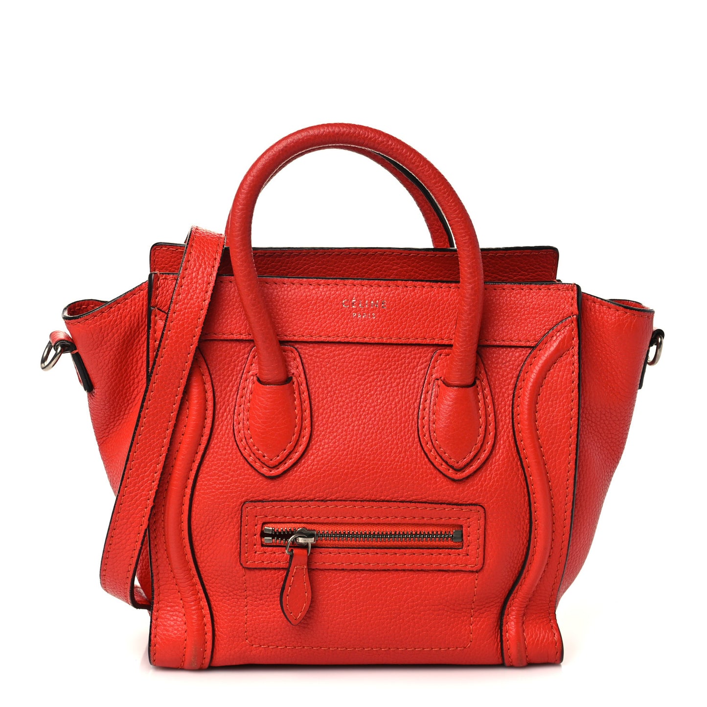Drummed Calfskin Nano Luggage Coquelicot
