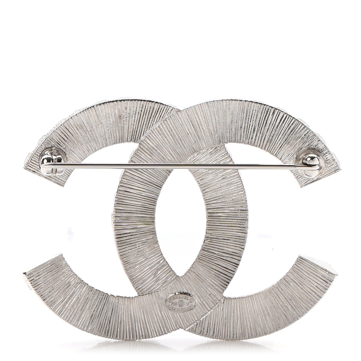 Baguette Crystal CC Brooch Silver