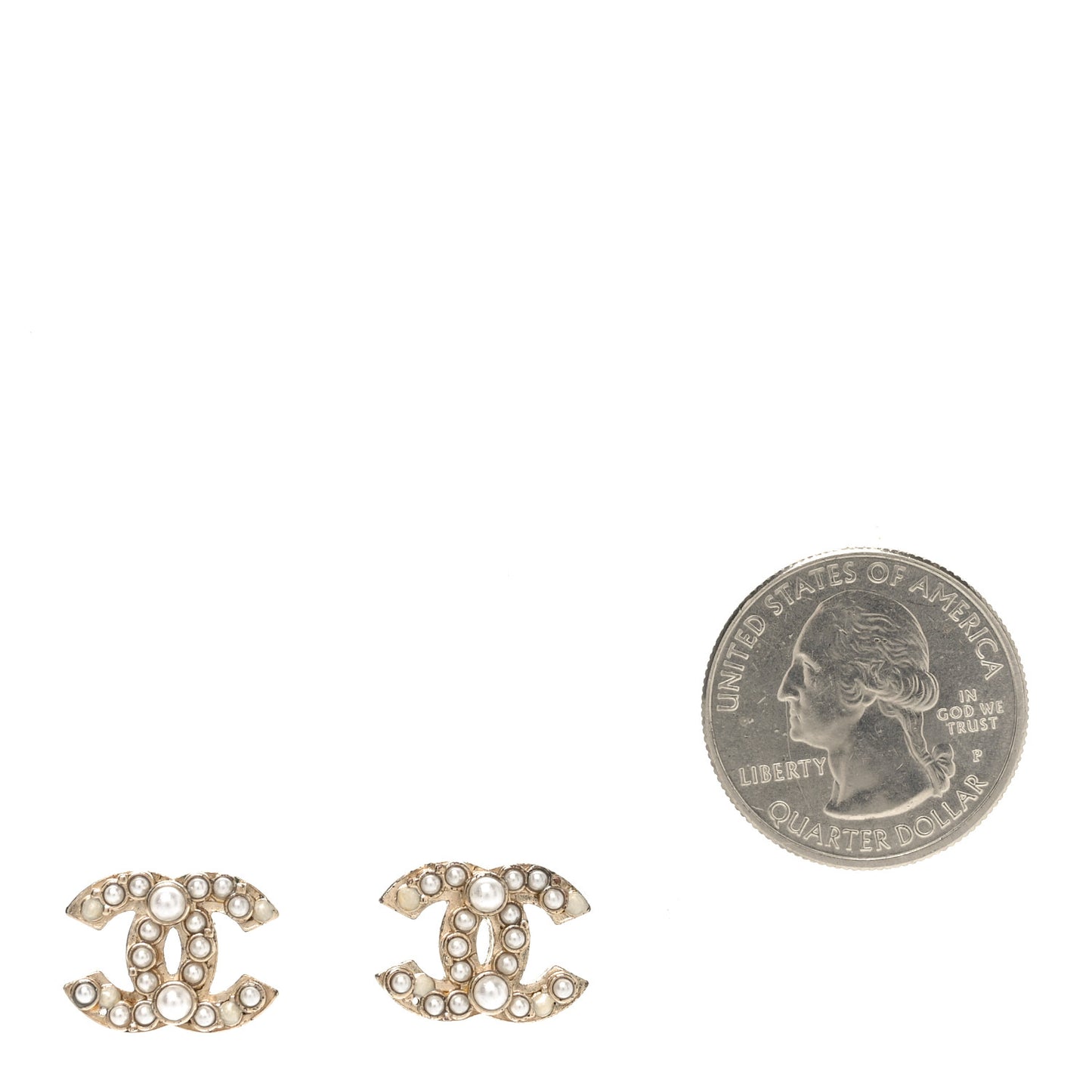 Metal Graduated Pearl Crystal CC Earrings Light Gold