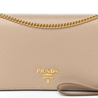 Prada Saffiano Metal Phone Wristlet Crossbody Wallet Cammeo 10 of 11