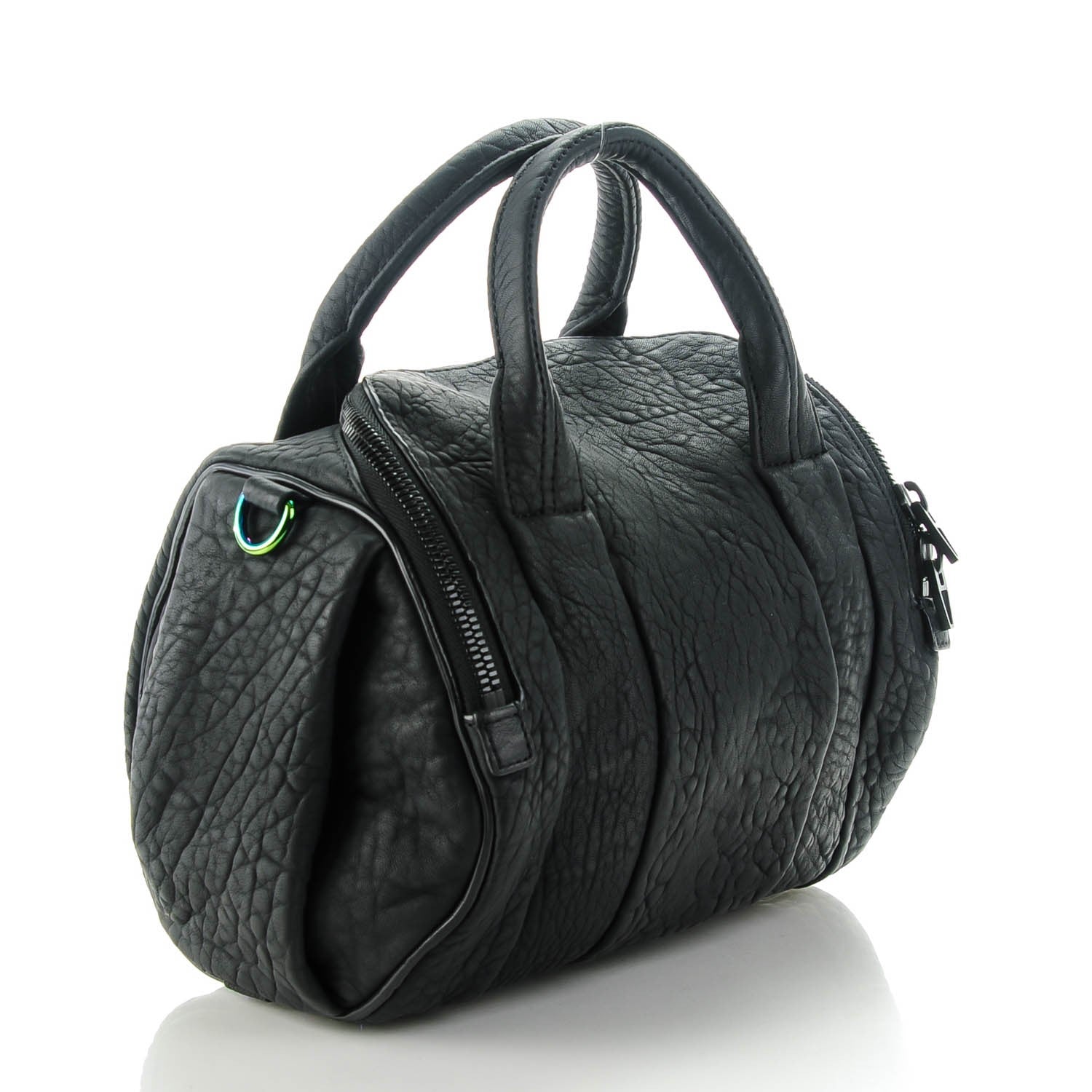 Alexander Wang Pebbled Lambskin Rockie Black Iridescent Hardware 2 of 11