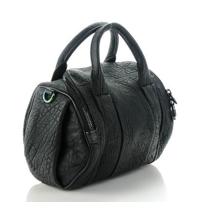 Alexander Wang Pebbled Lambskin Rockie Black Iridescent Hardware 2 of 11