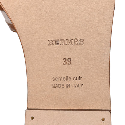Hermes Calfskin Canvas Oran Sandals 39 Noisette Beige Dore 6 of 10