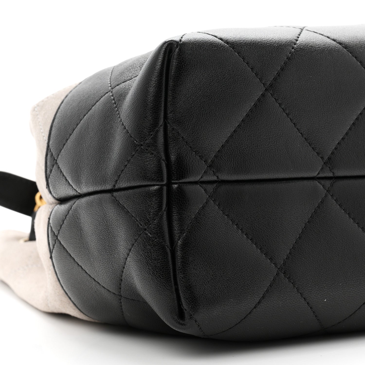 Chanel Suede Calfskin Shiny Lambskin Quilted Small Coco Base Shopping Bag Grey Black 9 of 10