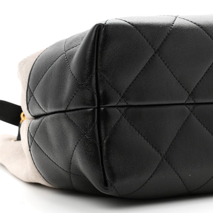 Chanel Suede Calfskin Shiny Lambskin Quilted Small Coco Base Shopping Bag Grey Black 9 of 10