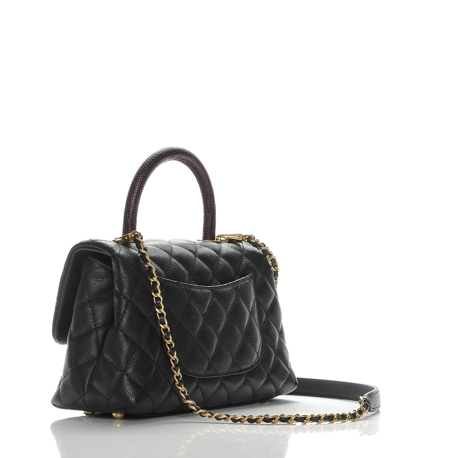 Chanel Caviar Lizard Quilted Mini Coco Handle Flap Black 3 of 7