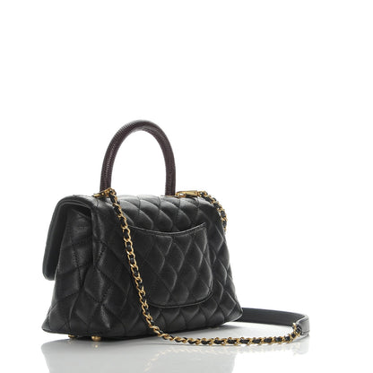 Chanel Caviar Lizard Quilted Mini Coco Handle Flap Black 3 of 7