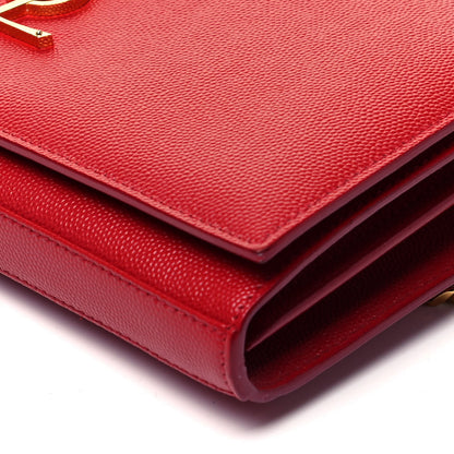 Saint Laurent Grain De Poudre Monogram Chain Wallet Red 7 of 7