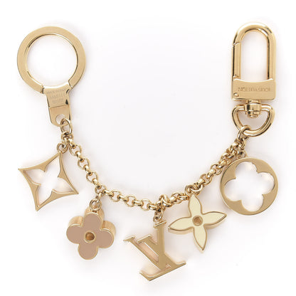Louis Vuitton Brass Enamel Fleur De Monogram Bag Charm Chain Gold 2 of 2