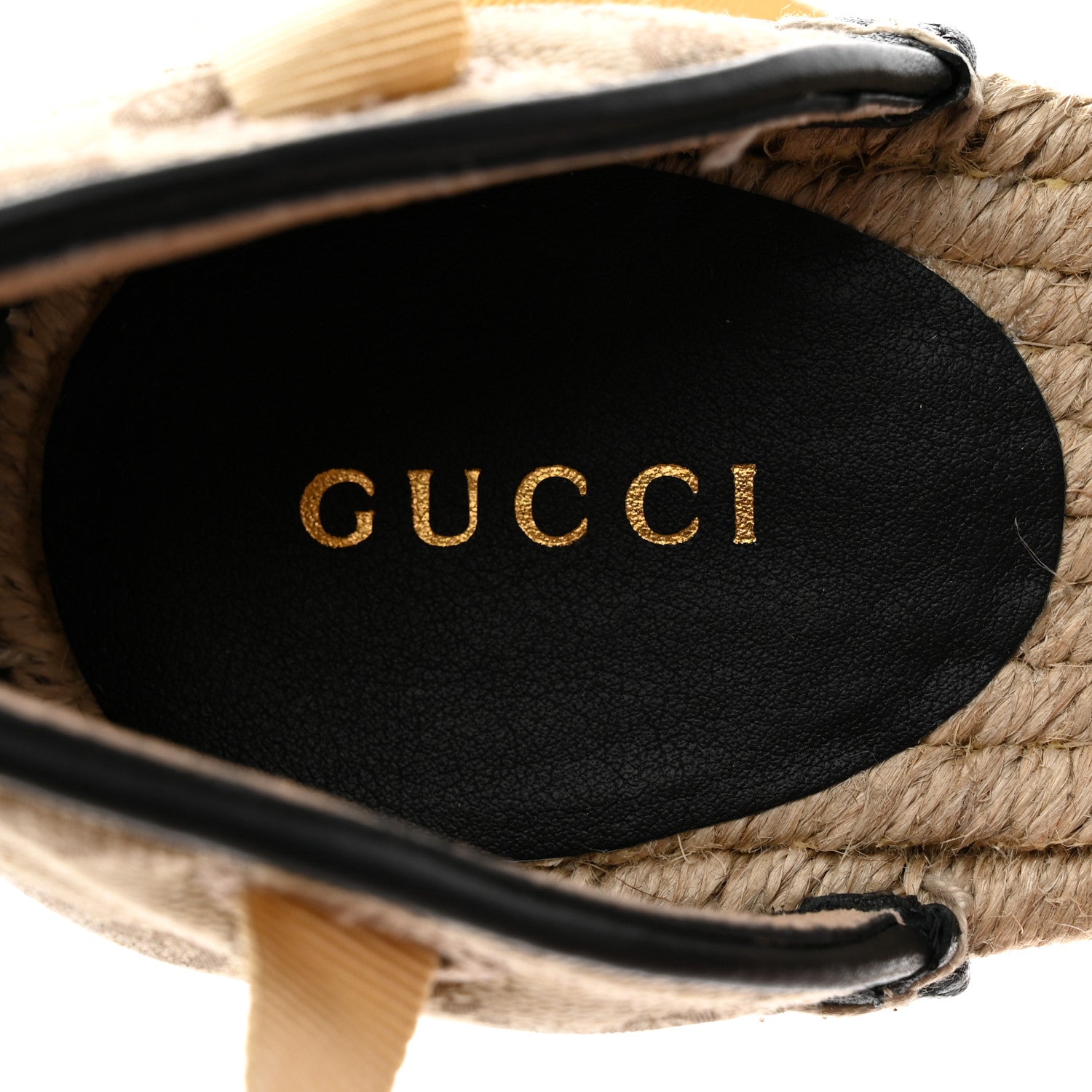 Gucci Monogram Matelasse GG Marmont Ankle Wrap Platform 35/120mm Espadrille Wedges 38.5 Beige Ebony Black Sand Storm 6 of 9