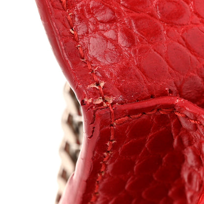 Saint Laurent Calfskin Crocodile Embossed Medium Monogram Sunset Rouge Eros 12 of 18