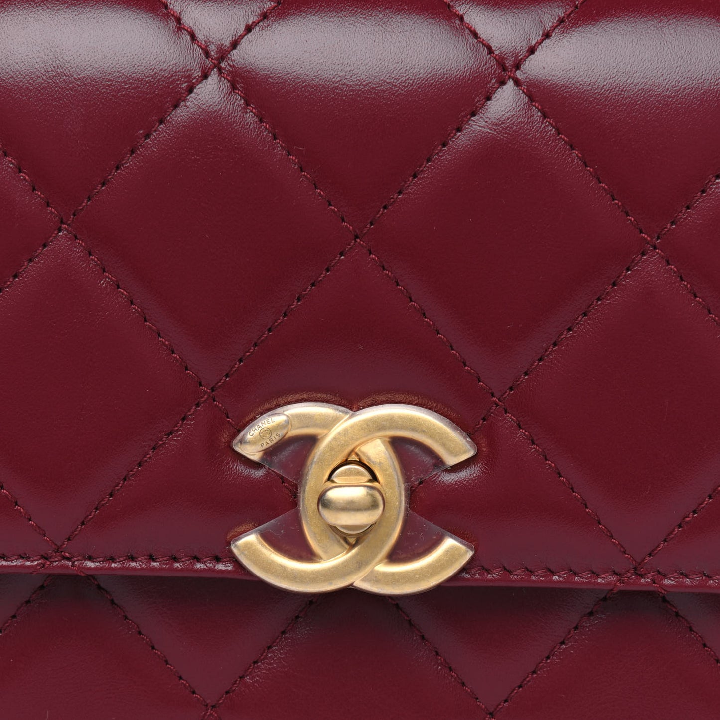 Calfskin Quilted Mini Perfect Fit Flap Burgundy