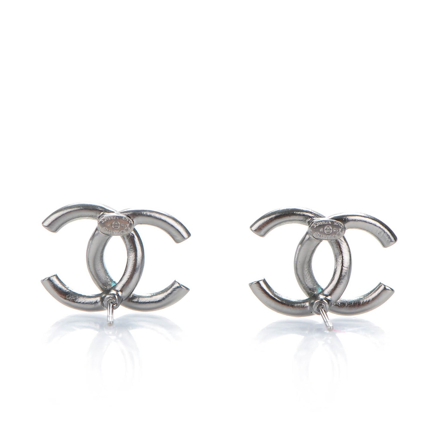 Baguette Crystal CC Earrings Silver