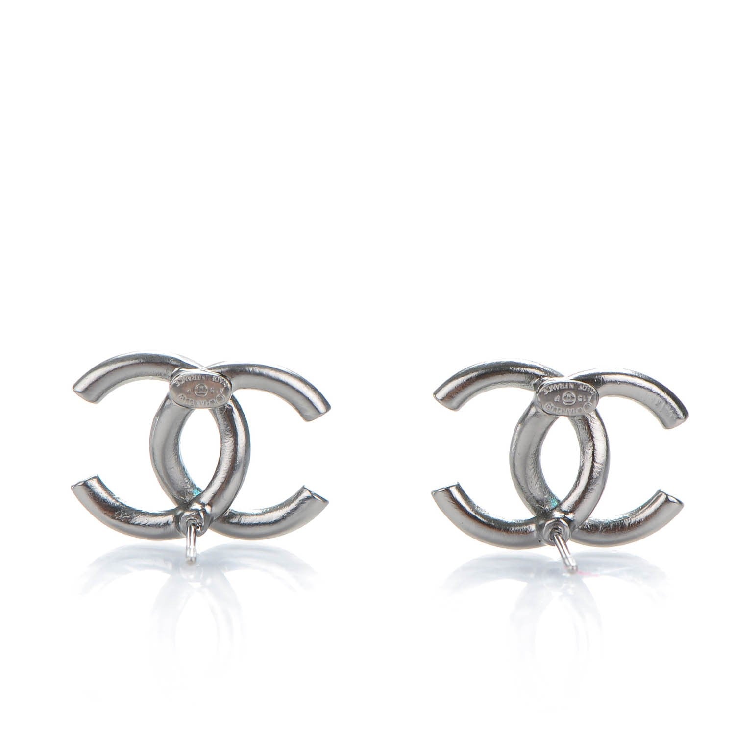 Chanel Baguette Crystal CC Earrings Silver 3 of 5