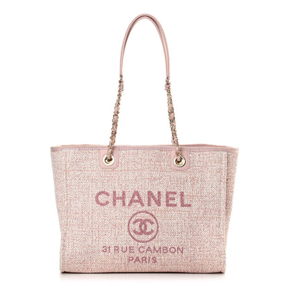 Chanel Lurex Boucle Small Deauville Tote Pink 1 of 12