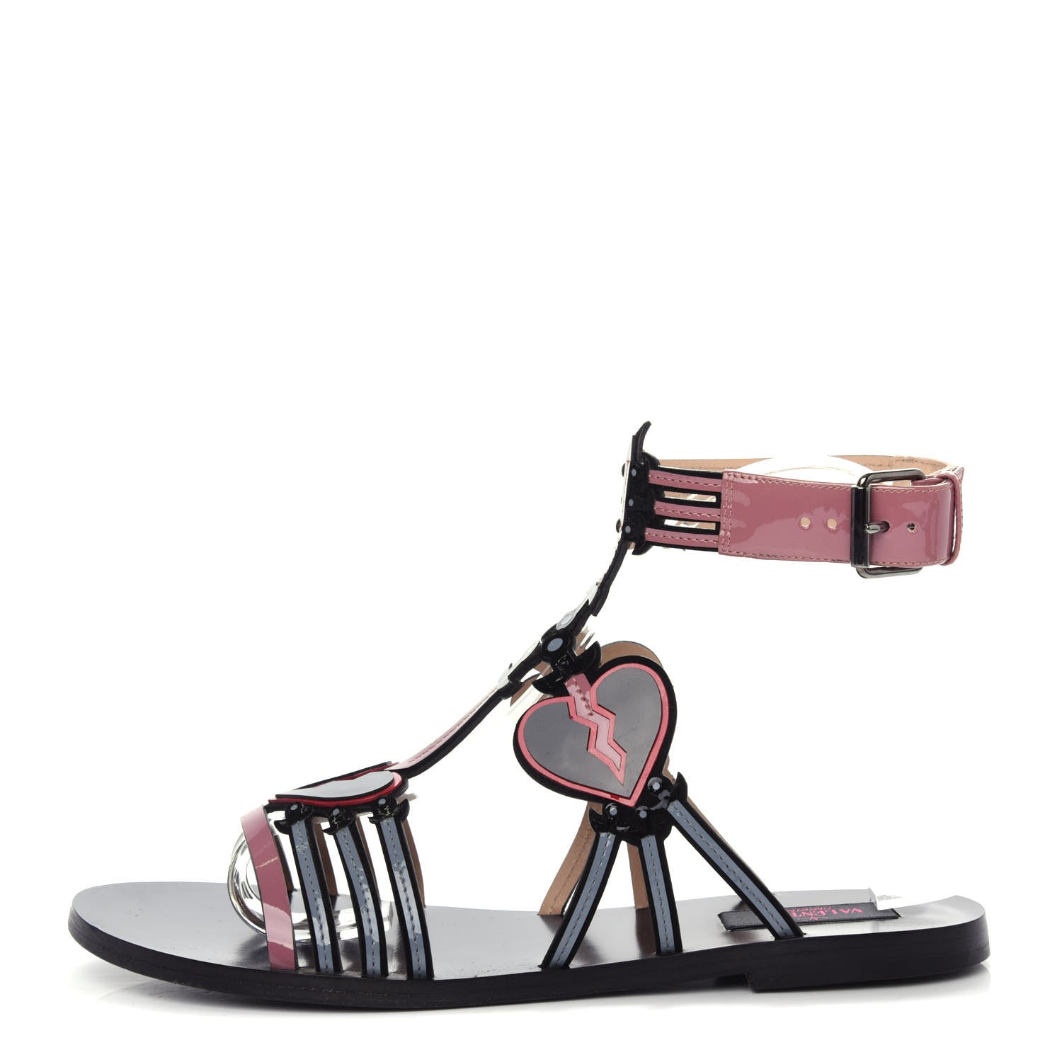 Valentino Garavani Nappa Loveblade Caged Flat Sandals 38 Black 1 of 9