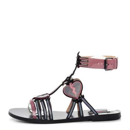 Valentino Garavani Nappa Loveblade Caged Flat Sandals 38 Black 1 of 9